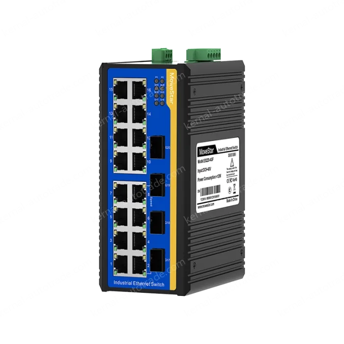 4 Ports Gigabit SFP + 16 Ports 10/100M T(x) Din-Rail Unmanaged Industrial Ethernet Switch