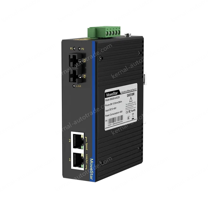 1 Port 100M F(x) + 2 Ports 10/100M T(x) Din Rail Industrial media converter