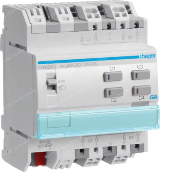 Output device for 4 shutters / blinds 24V DC