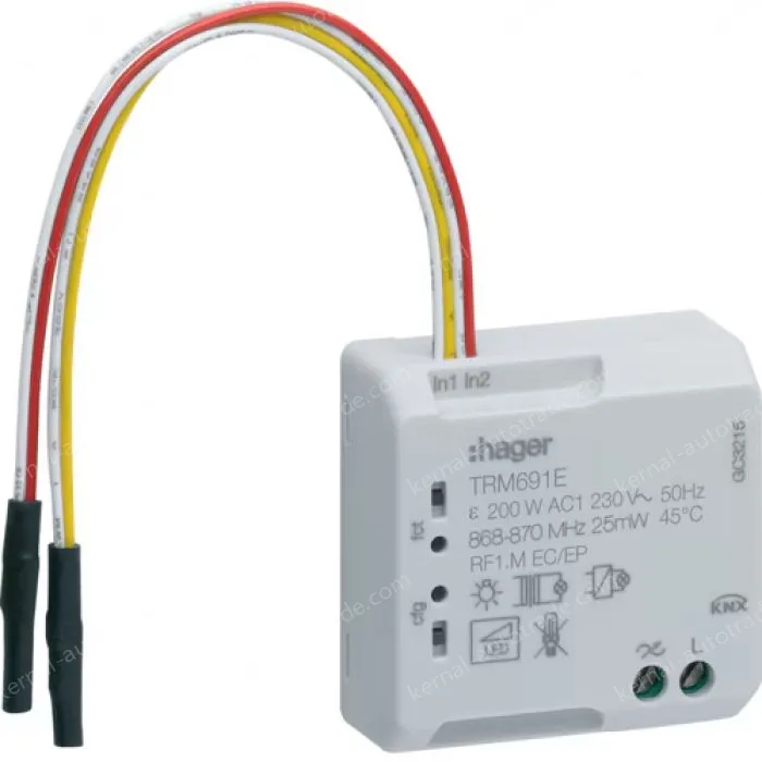 Module 1 flush mounted dimmer 200W, 2 wires + 2 inputs, KNX radio