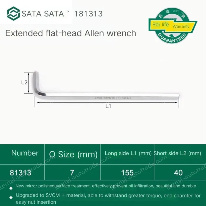 Extended flat head hex wrench 7mm 81313