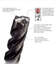 Four-pit 5 series rotary hammer drill bit 6x150x210