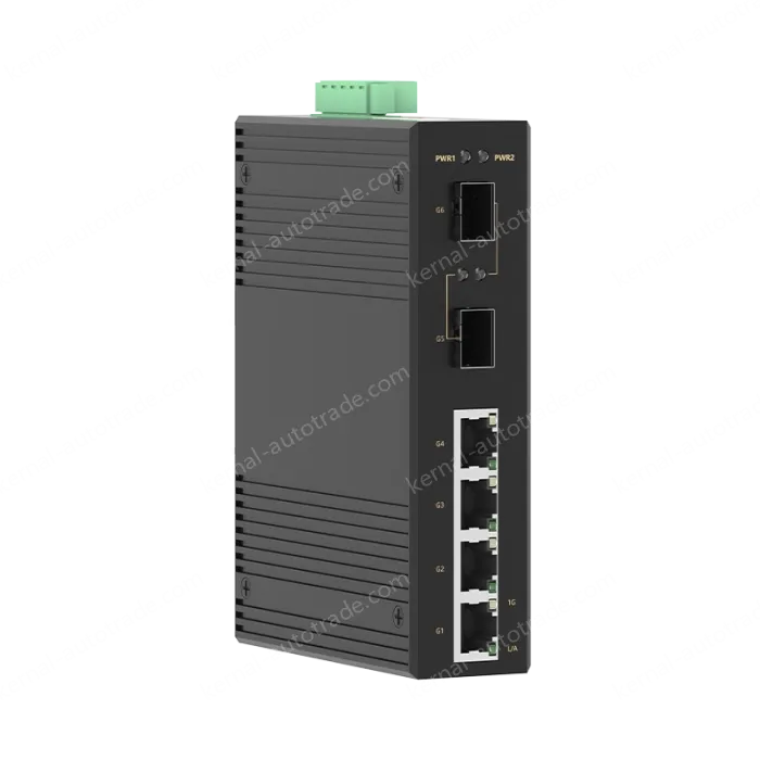 2 Ports Gigabit SFP + 4 Ports Gigabit RJ45 Din-Rail Unmanaged Industrial Ethernet Switch