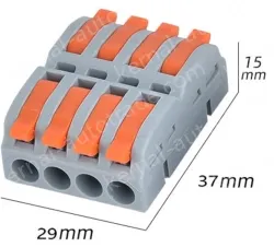 Quick terminal blocks-6 squares, four in and four out
