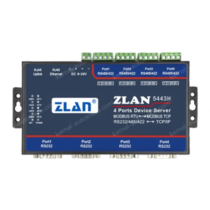 4 RS232 serial ports and 4 RS422/485 serial ports Serial Device Server