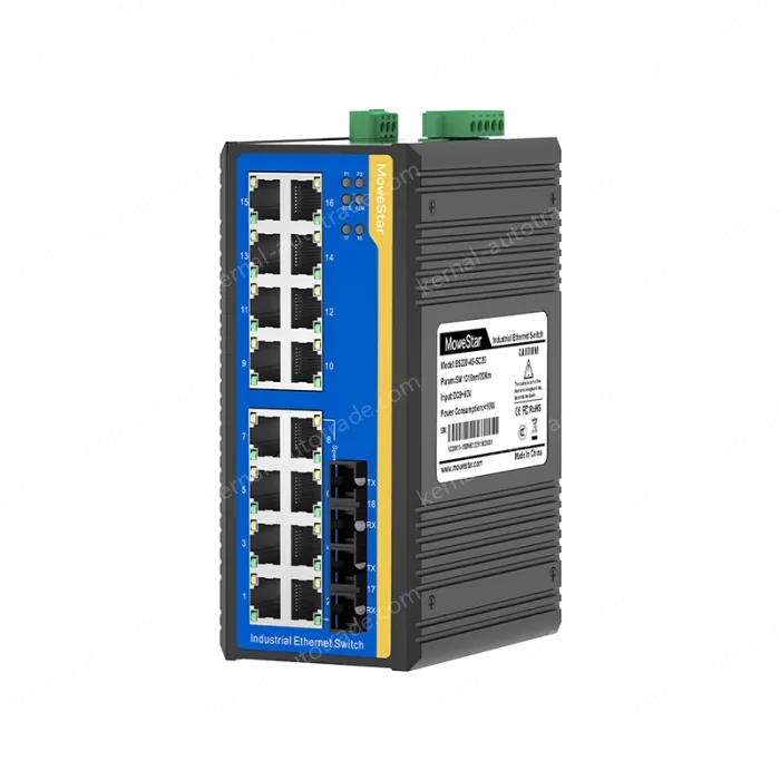 2 Ports 100M F(x) + 16 Ports 10/100M T(x) Din-Rail Unmanaged Industrial Ethernet Switch