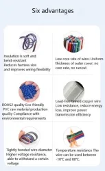 LED light connecting cable 18AWG*4 and (34/0.178TS)