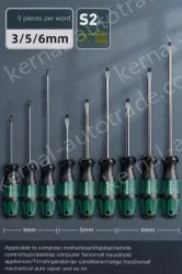 3/5/6mm slotted 9-piece set