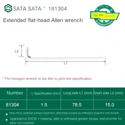 Extended flat head hex wrench 1.5mm 81304