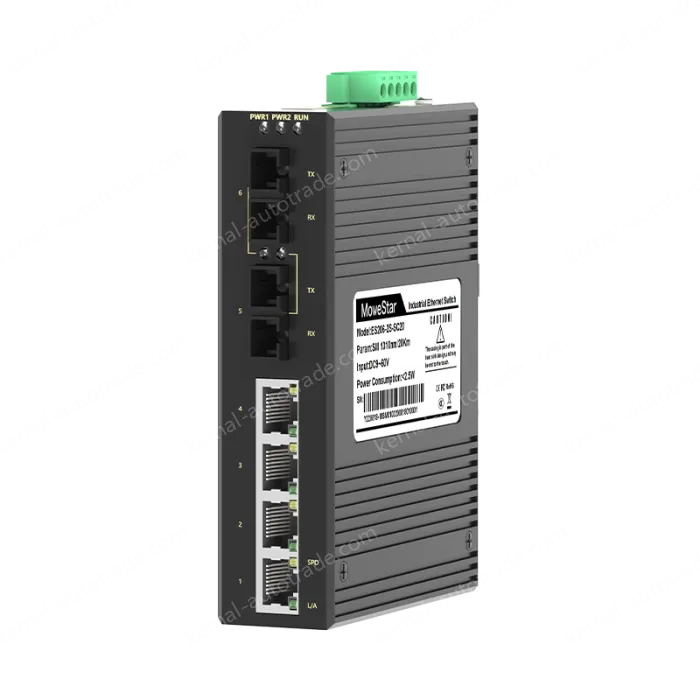 2 Ports 100M F(x) + 4 Ports 10/100M T(x) Din-Rail Unmanaged Industrial Ethernet Switch