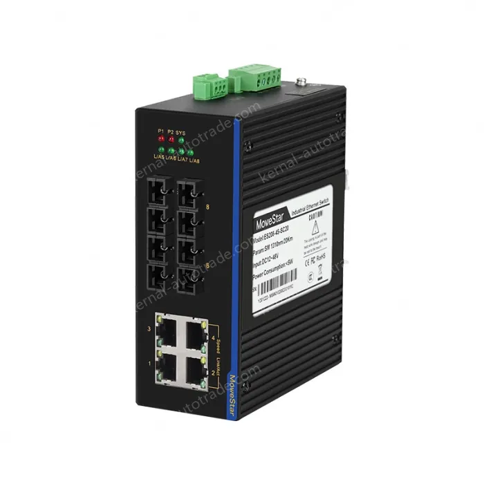 4 Ports 100M F(x) + 4 Ports 10/100M T(x) Din-Rail Unmanaged Industrial Ethernet Switch
