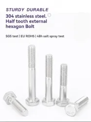 Half thread external hexagonal bolt M8*55